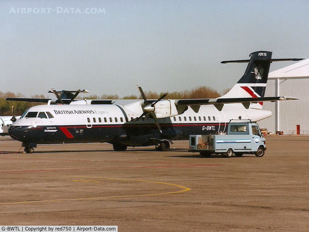 G-BWTL, 1995 ATR 72-202 C/N 441, Photograph by Edwin van Opstal with permission. Scanned from a color print.