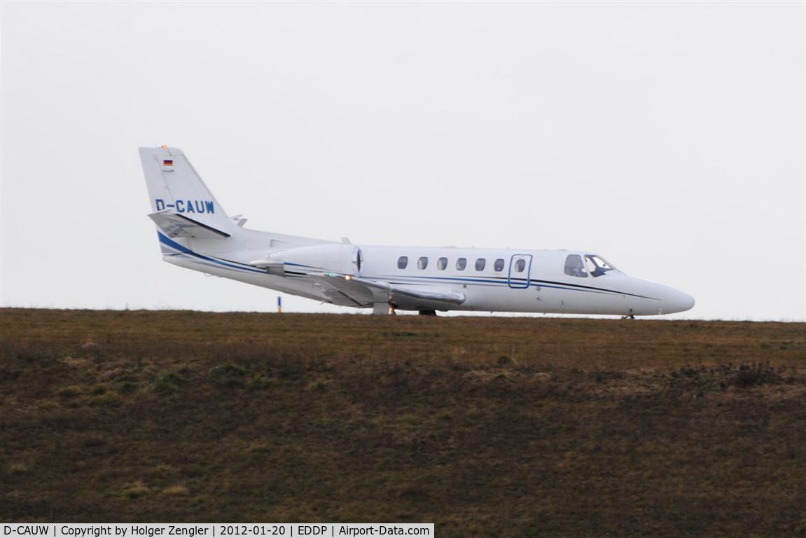 D-CAUW, 2001 Cessna 560 Citation Encore C/N 560-0578, Leaving LEJ via taxiway November.....