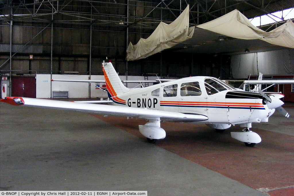 G-BNOP, 1987 Piper PA-28-161 Cherokee Warrior II C/N 2816027, inside the Westair hangar