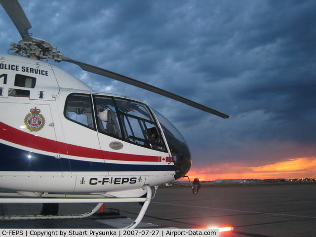 C-FEPS, 1999 Eurocopter EC-120B Colibri C/N 1035, Beautiful stormy sunset with C-FEPS AIR1 taken at the Edmonton Municipal Airport.