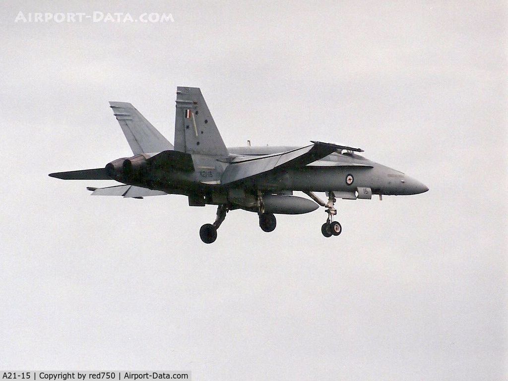 A21-15, McDonnell Douglas F/A-18A Hornet C/N 0361/AF015, Photograph by Edwin van Opstal with permission. Scanned from a color print.