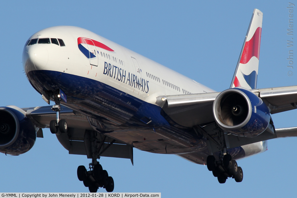 G-YMML, 2001 Boeing 777-236/ER C/N 30313, Short final for 28