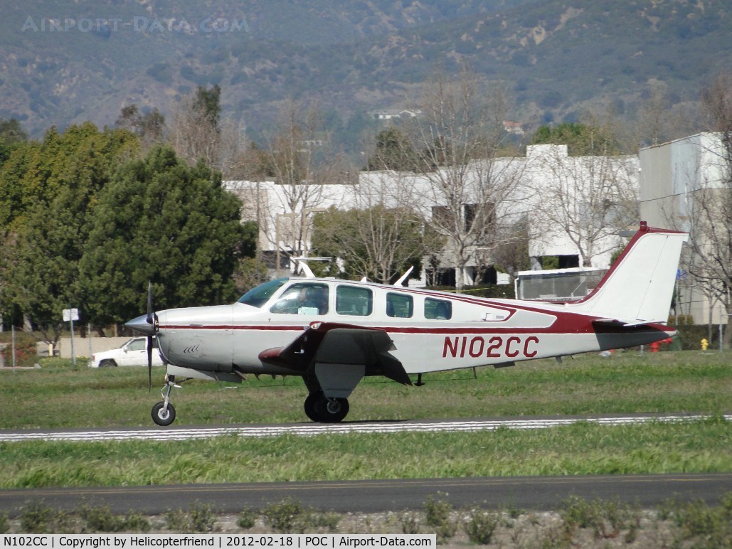 N102CC, 1972 Beech A36 Bonanza 36 C/N E-383, Touching down