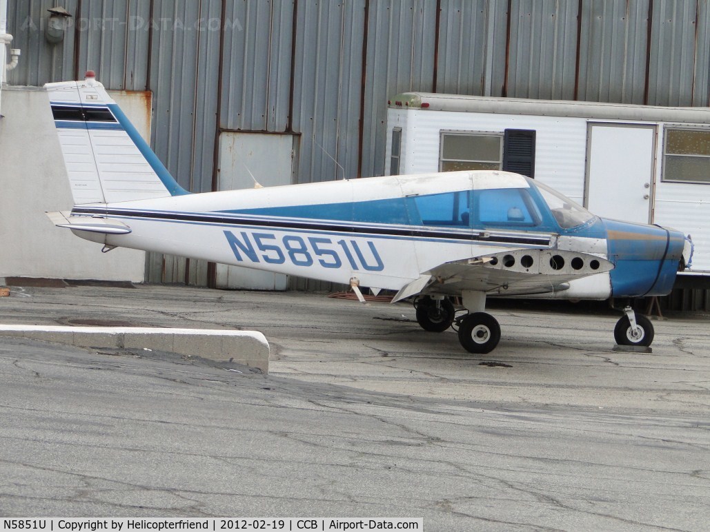 N5851U, 1969 Piper PA-28-140 C/N 28-26683, Pieces missing while parked by Foothill Sales & Service hanger
