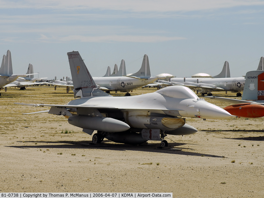 81-0738, 1981 General Dynamics F-16A Fighting Falcon C/N 61-419, Former New Jersey ANG F-16 