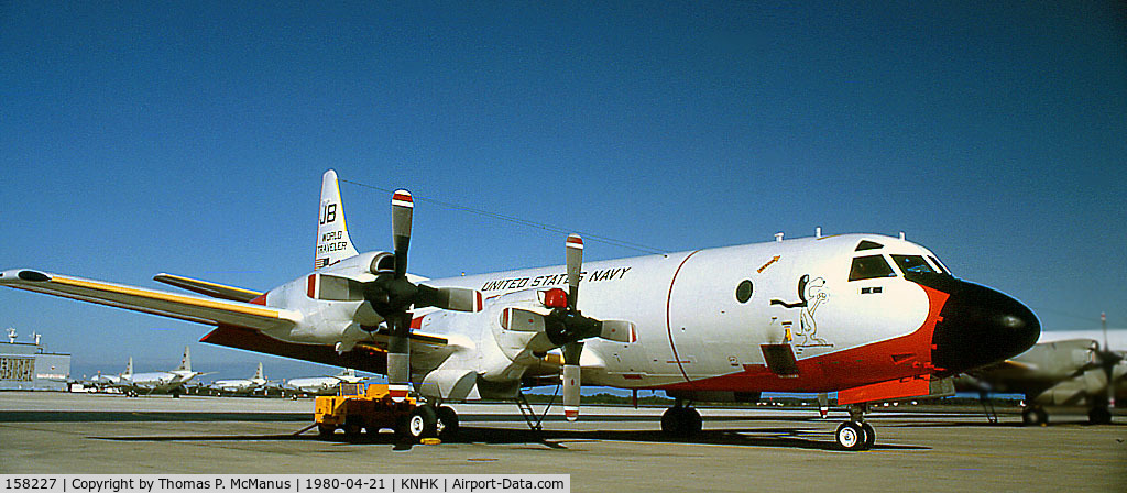 158227, Lockheed RP-3D Orion C/N 185-5551, A/C assigned to VXN-8, (US Naval Oceanagraphic Office, Project Magnet), NAS Patuxent River, MD.  21 April 1980  (Ektachrome 64, Epson 700 scanner)