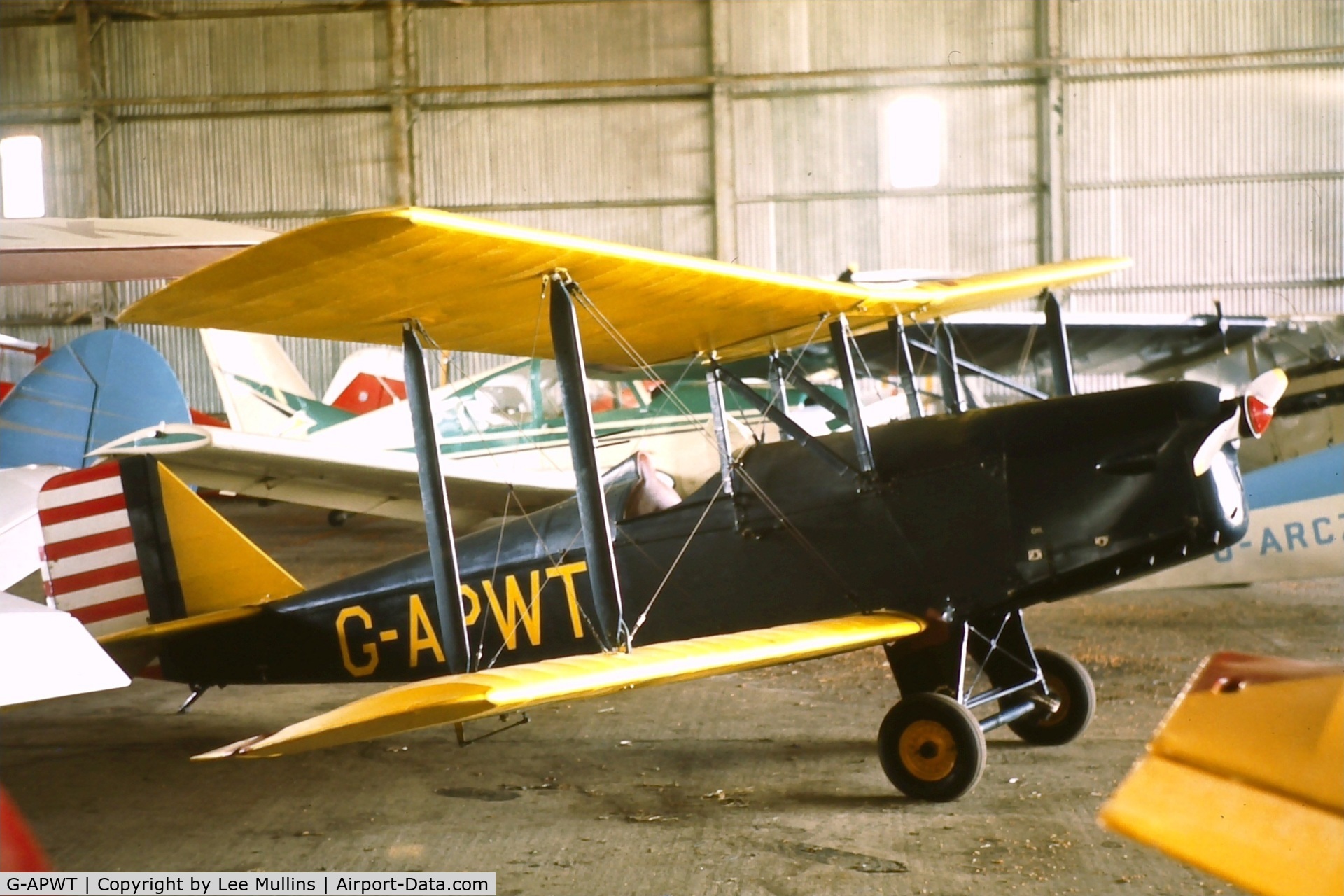 G-APWT, 1959 Currie Wot C/N HAC4, Tucked away in the hangar at Booker C1972