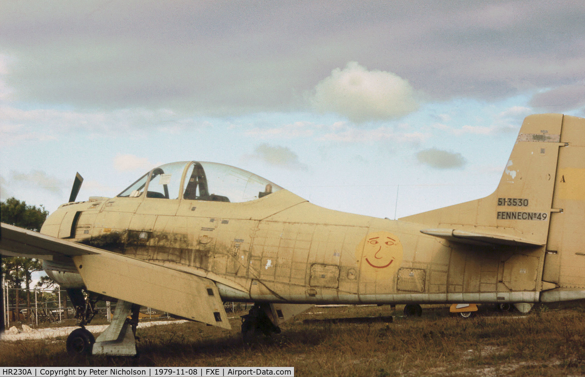 HR230A, 1951 North American T-28A Fennec C/N 174-68, Former Honduras Air Force T-28A Fennec as seen at Fort Lauderdale Executive Airport in November 1979.