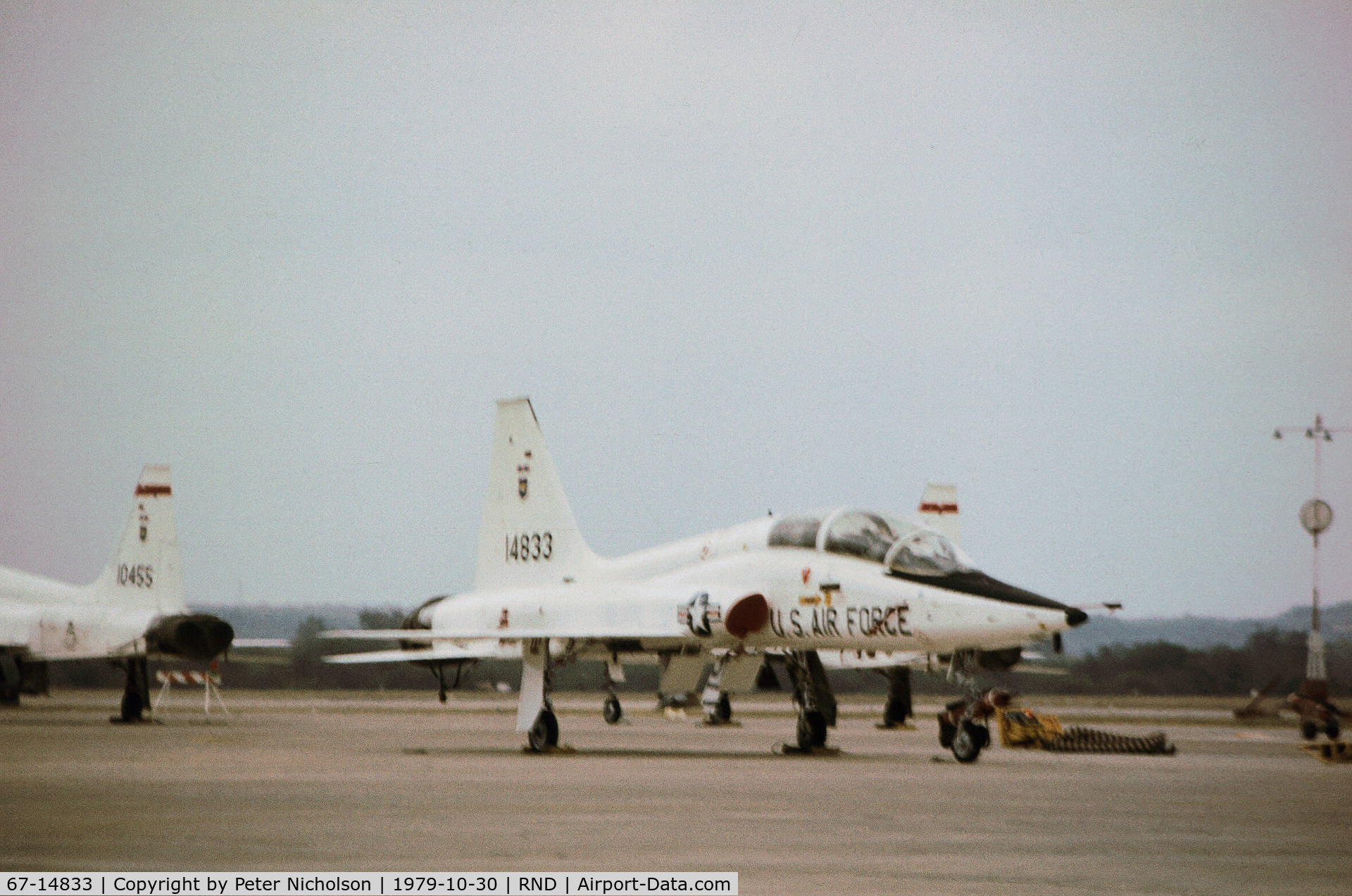 67-14833, 1967 Northrop T-38A Talon C/N T.6029, T-38A Talon of the 12th Flying Training Wing on the flight-line at Randolph AFB in November 1979.