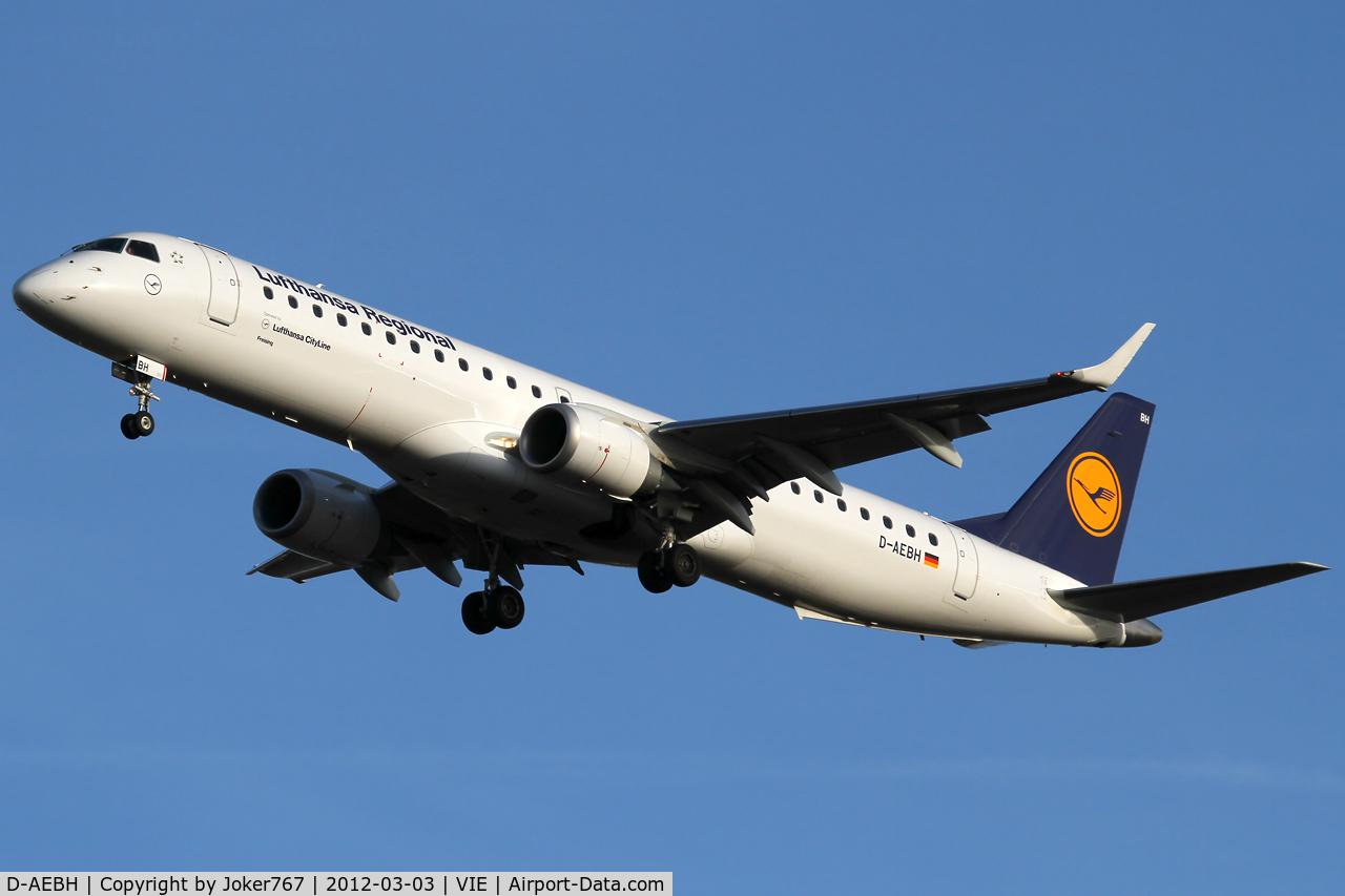 D-AEBH, 2011 Embraer 195LR (ERJ-190-200LR) C/N 19000447, Lufthansa Regional (CityLine)
