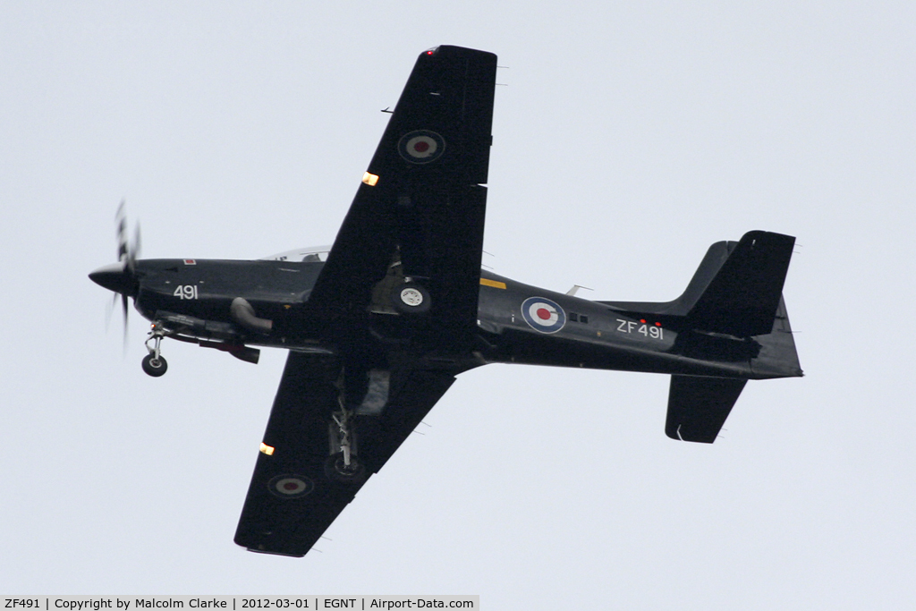 ZF491, 1992 Short S-312 Tucano T1 C/N S152/T123, Shorts S-312 Tucano T.1 at Newcastle Airport, March 2012.