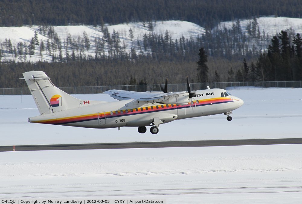 C-FIQU, 1989 ATR 42-300 C/N 138, Taking off on sched flight to Yellowknife.