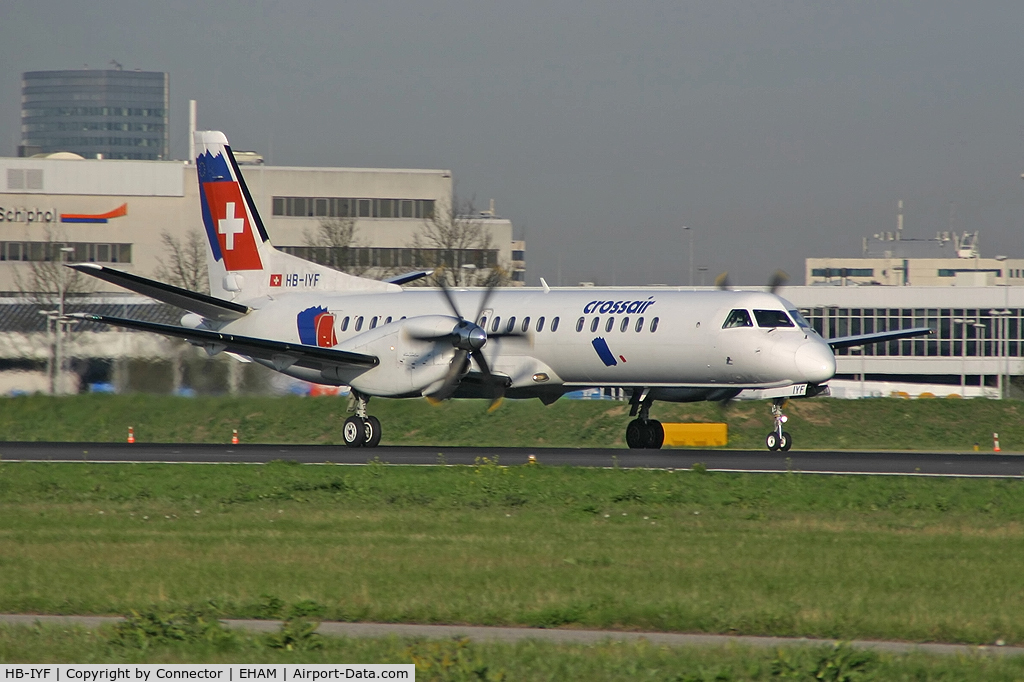 HB-IYF, 1999 Saab 2000 C/N 2000-061, Touchdown on Dutch soil.