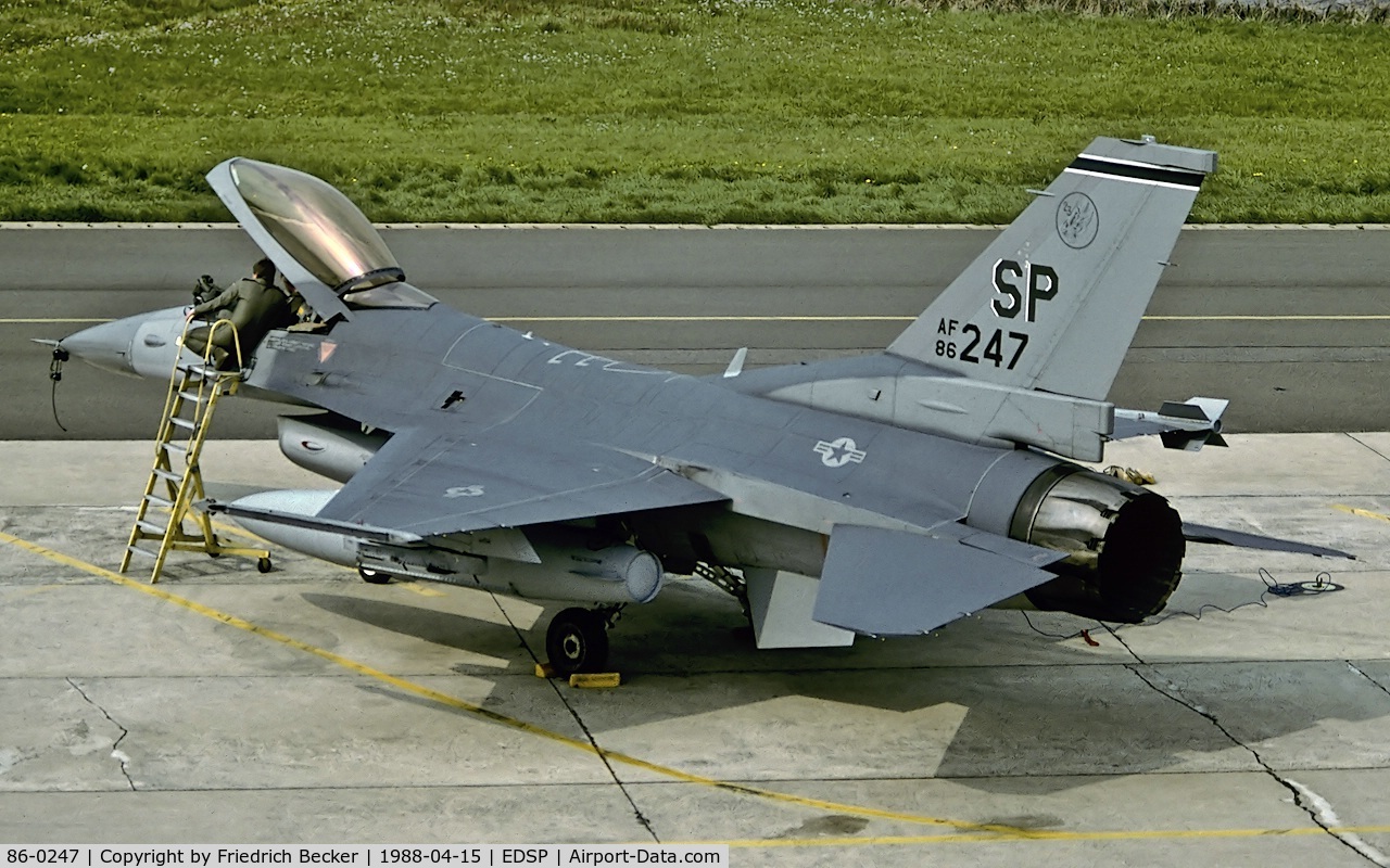 86-0247, 1986 General Dynamics F-16C Fighting Falcon C/N 5C-353, transient at Fliegerhorst Pferdsfeld