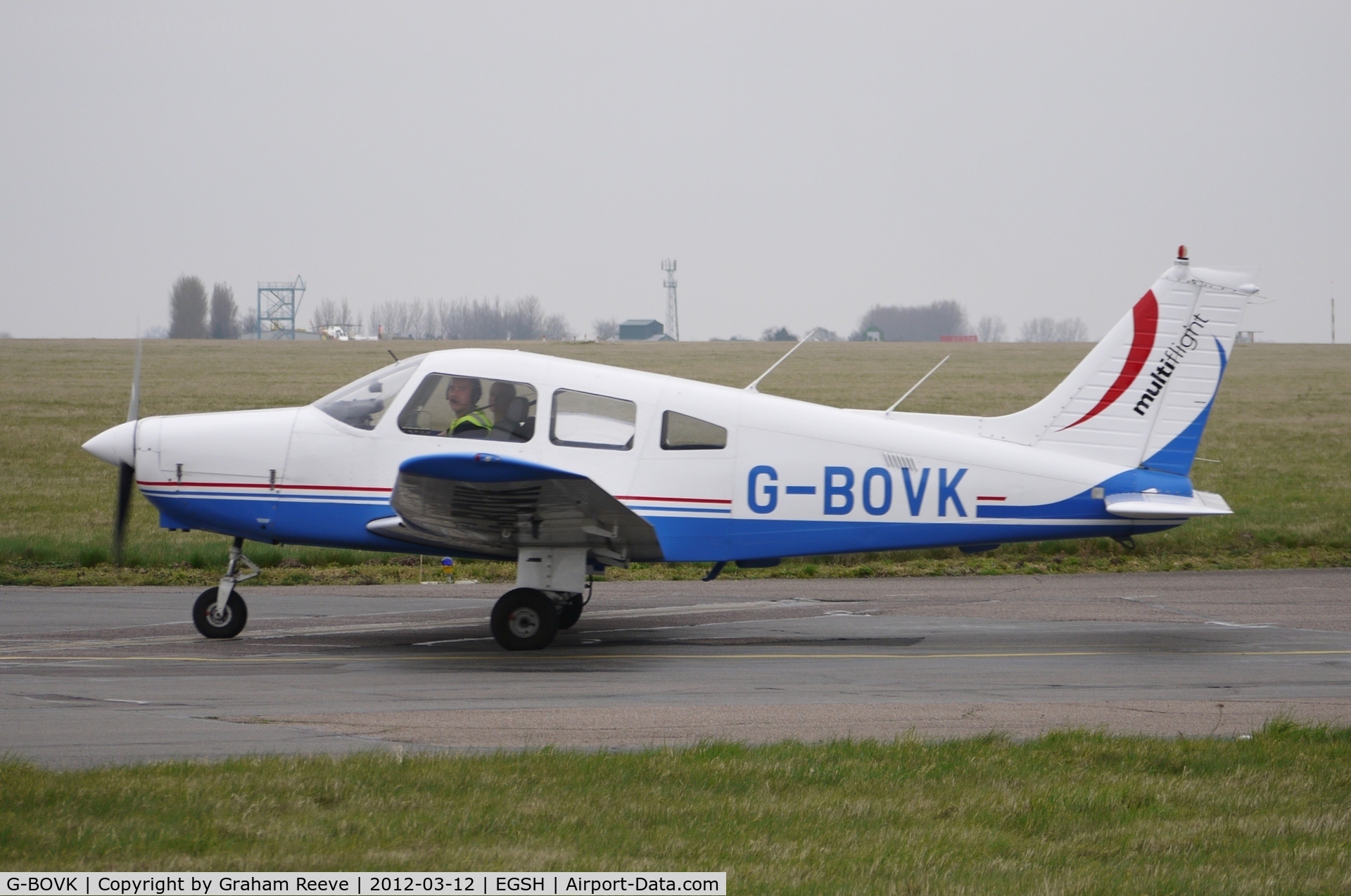 G-BOVK, 1985 Piper PA-28-161 Cherokee Warrior II C/N 28-8516061, Just landed.