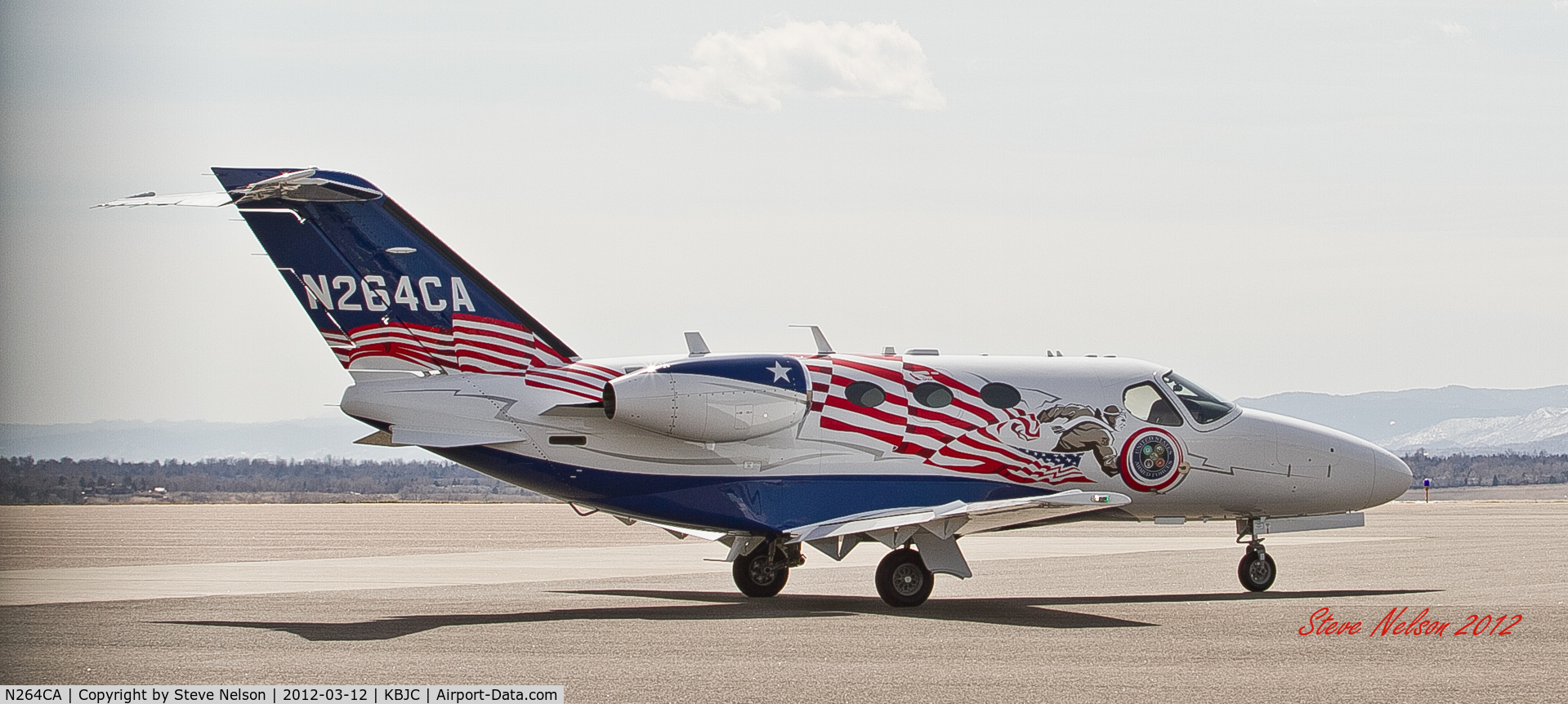 N264CA, Cessna 510 Citation Mustang C/N 510-0381, Captain America,  photographed @ kjbc   Broomfield, CO  3-11-12