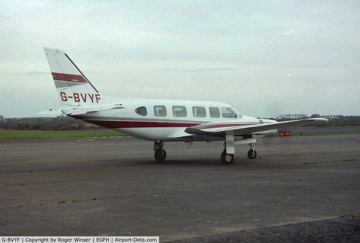 G-BVYF, 1979 Piper PA-31-350 Navajo Chieftain Chieftain C/N 31-7952102, Visiting Navajo Chieftain of Haverfordwest Air Charter Services (later branded FlyWales). Photographed in the early 2000's.