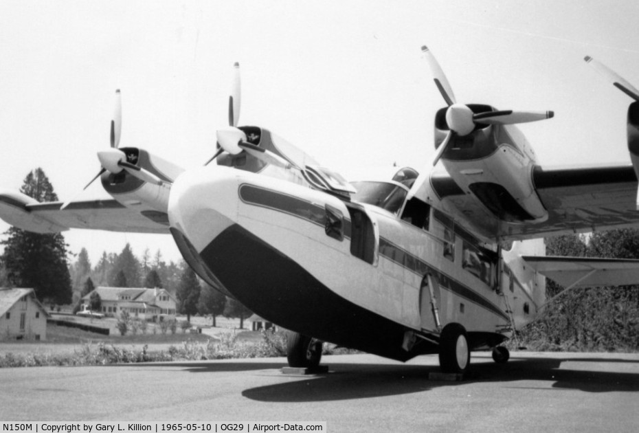 N150M, 1960 McKinnon G21D C/N 1251, N150M, McKinnon G-21D s/n 1251, in 1965 with four 340 hp Lycoming GSO-480-B2D6 supercharged piston engines just prior to its conversion to two 550 shp PT6A-20 turbine engines.
