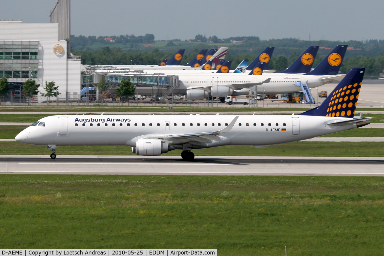 D-AEME, 2009 Embraer 195LR (ERJ-190-200LR) C/N 19000308, DLH / Augsburg Airways