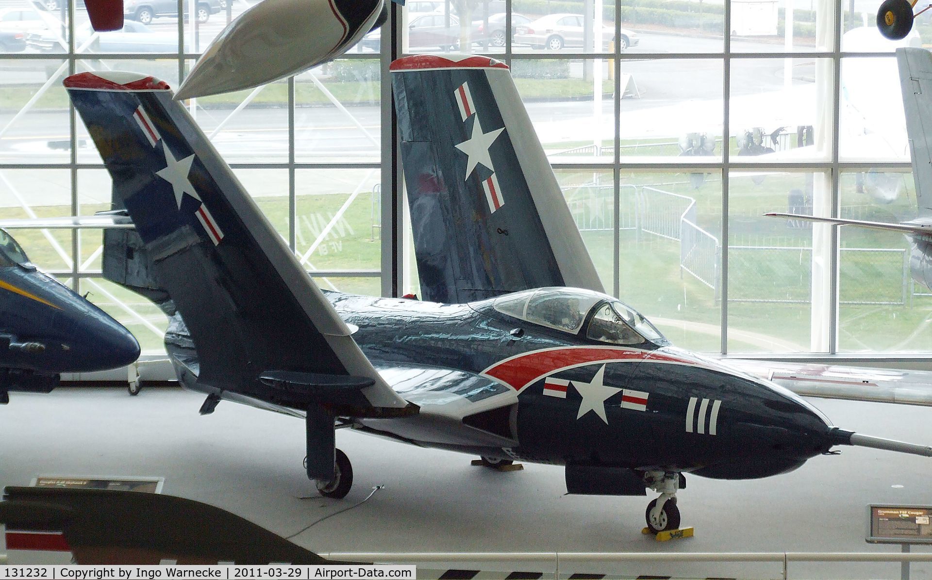 131232, 1954 Grumman F9F-8 (F9-J) Cougar C/N Not found 131232, Grumman F9F-8 Cougar at the Museum of Flight, Seattle WA