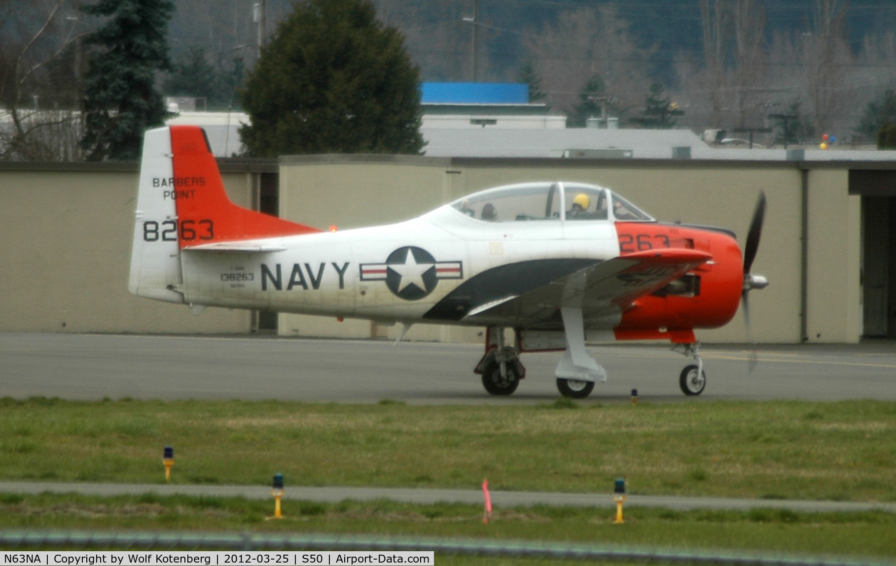 N63NA, 1955 North American T-28B C/N 138263, taxying to the birds nest
