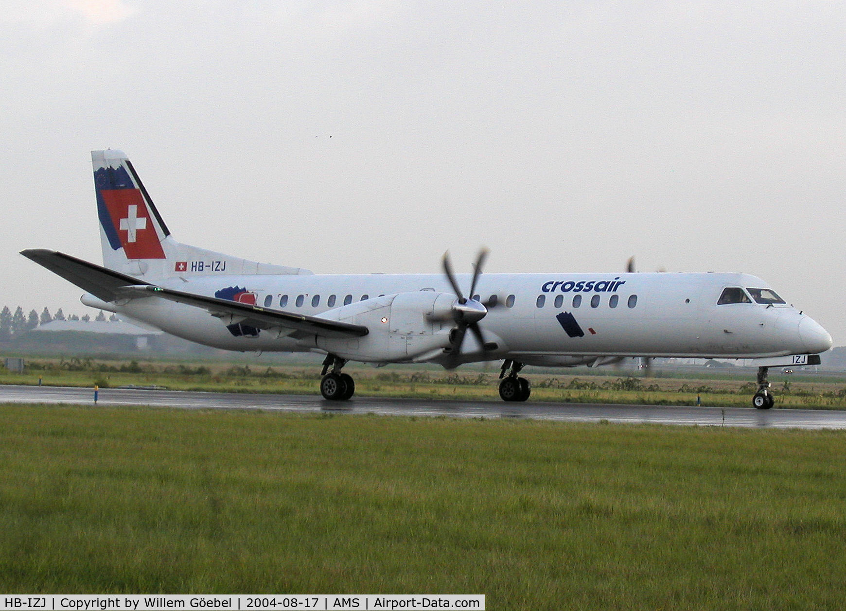 HB-IZJ, 1995 Saab 2000 C/N 2000-015, Taxi to the gate of Schiphol Airport