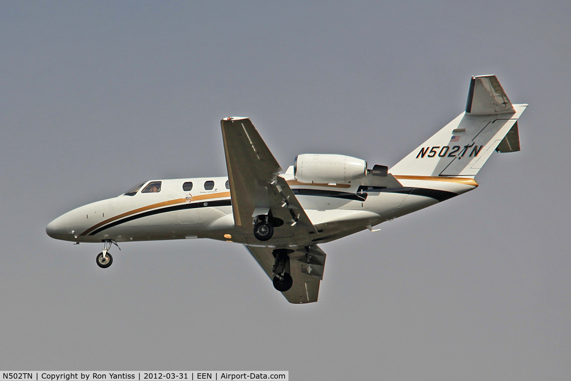 N502TN, 2002 Cessna 525 CitationJet CJ1 C/N 525-0505, Straight in final runway 02, Dillant-Hopkins Airport, Keene, NH