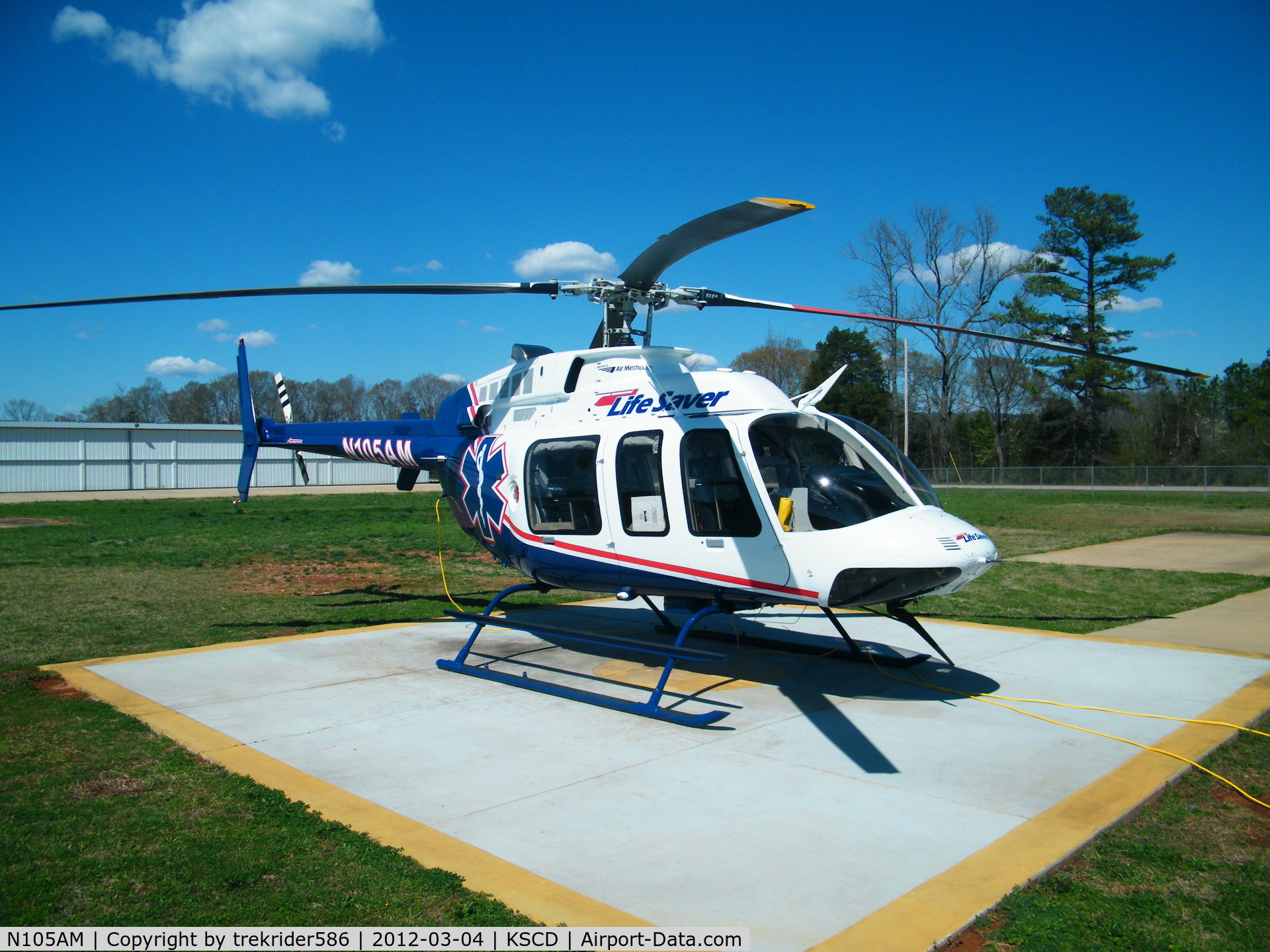N105AM, 2010 Bell 407 C/N 54024, on station in Sylacauga Alabama