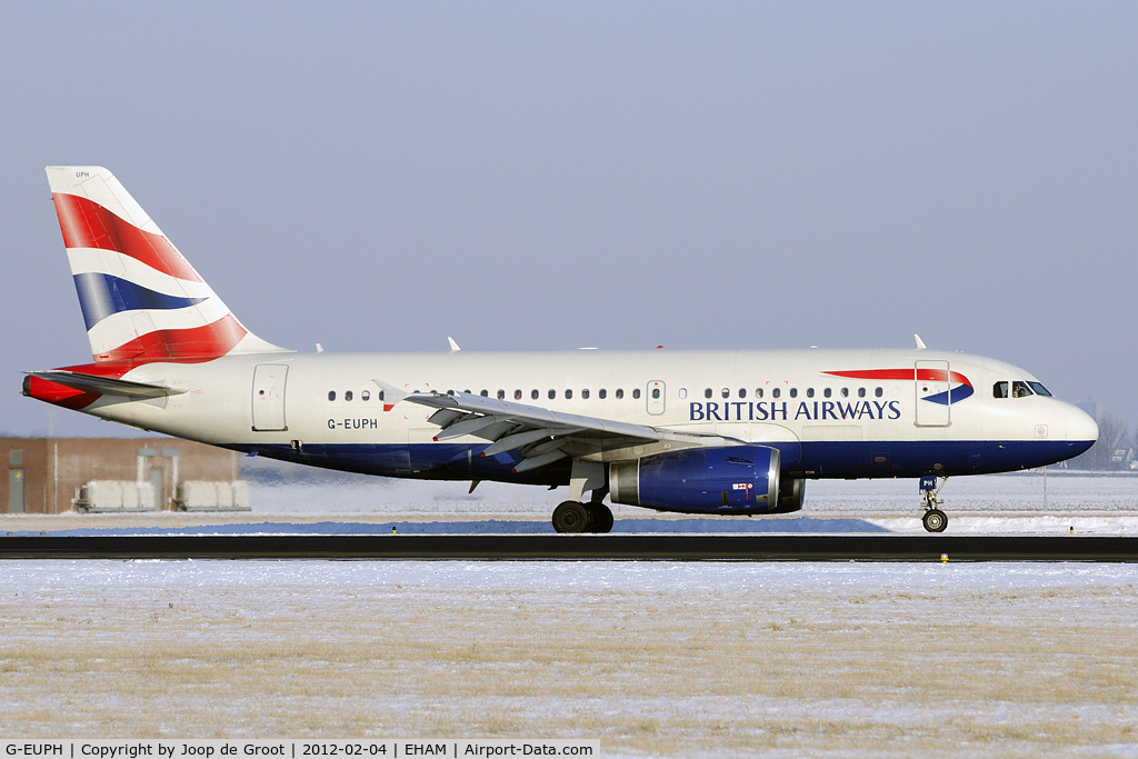 G-EUPH, 2000 Airbus A319-131 C/N 1225, in snowy conditions