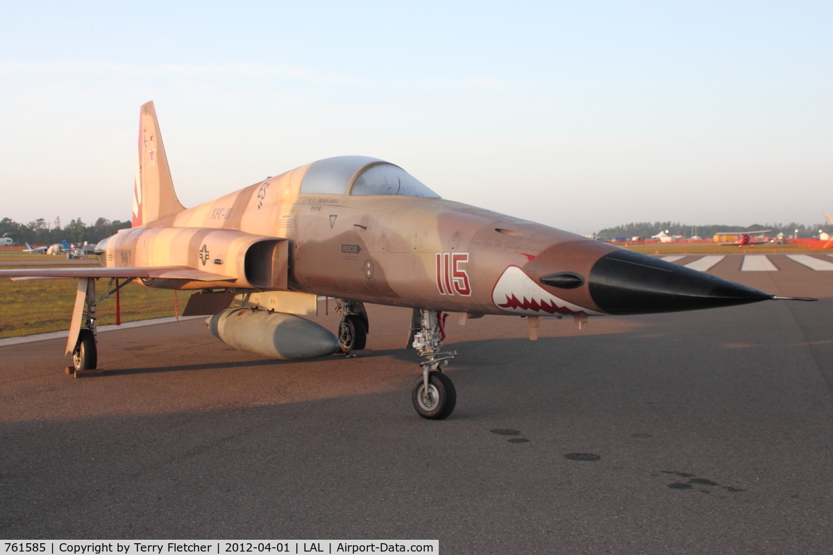 761585, Northrop F-5N Tiger II C/N L.1060, 761585 (AF-115), Northrop F-5N Tiger II, c/n: L1060/1153 at dawn during 2012 Sun N Fun