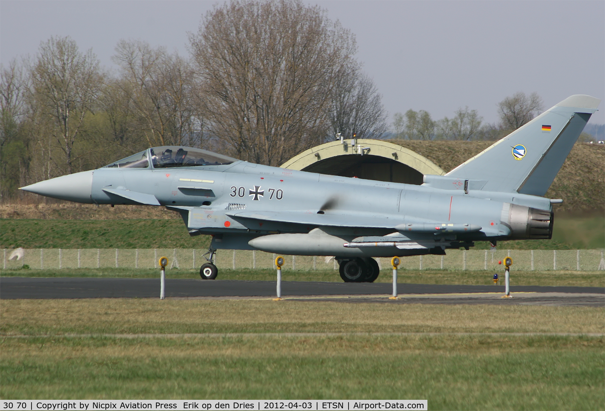 30 70, Eurofighter EF-2000 Typhoon S C/N GS052, QRA-bird 3070 entering the runway