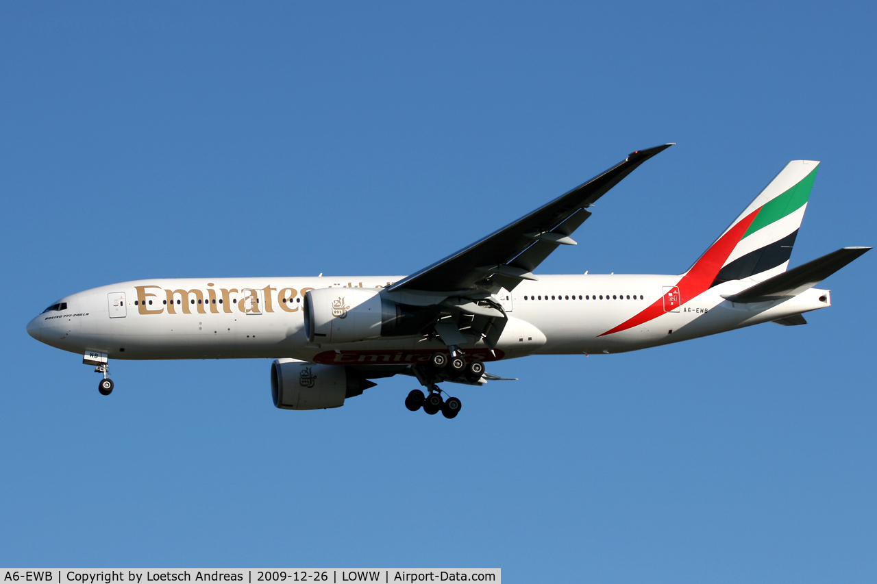 A6-EWB, 2007 Boeing 777-21H/LR C/N 35573, Emirates EK127 / UAE127 Dubai-Vienna