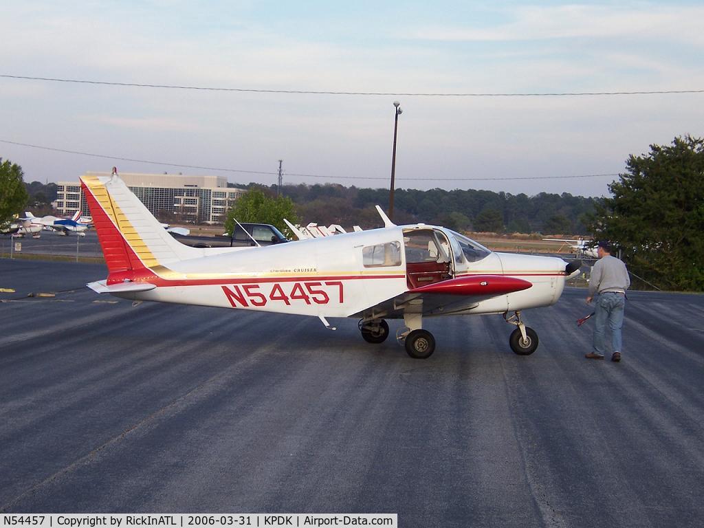 N54457, 1973 Piper PA-28-140 C/N 28-7425138, I am currently a part-owner in N54457.  This picture was taken in March of 2006.  The plane looks the same now - but the paint is not as fresh as it was then.  I would really like to hear from the person who posted this older picture.  Thanks for sharing 