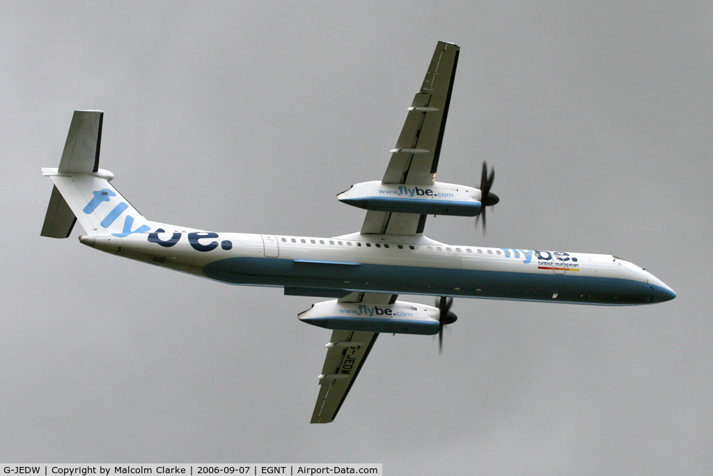 G-JEDW, 2004 De Havilland Canada DHC-8-402Q Dash 8 C/N 4093, De Havilland Canada DHC-8-402Q Dash 8, on finals to 07, Newcastle Airport, September 2006.