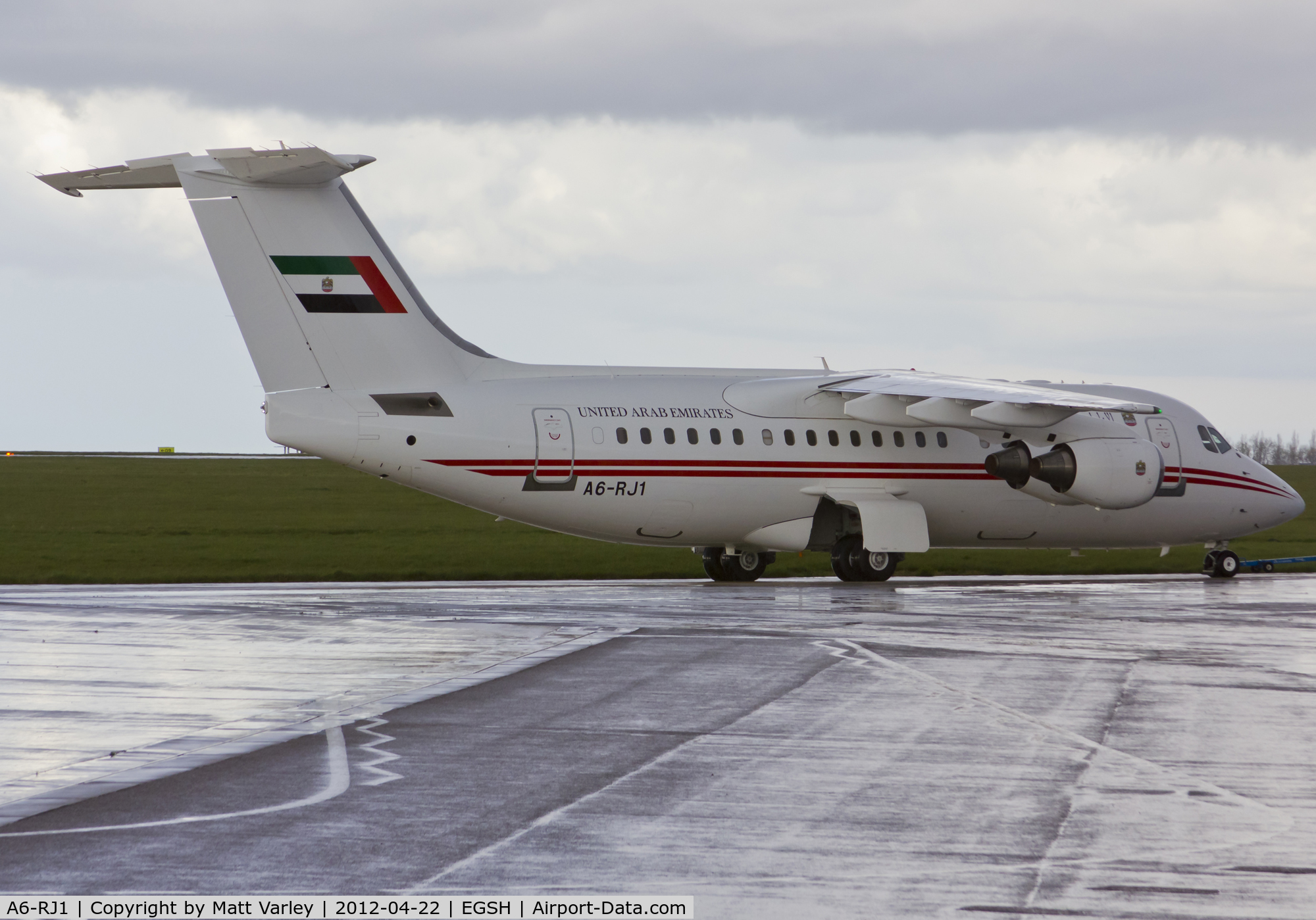 A6-RJ1, 1998 British Aerospace Avro 146-RJ85A C/N E2323, Being towed to KLM Engineering.