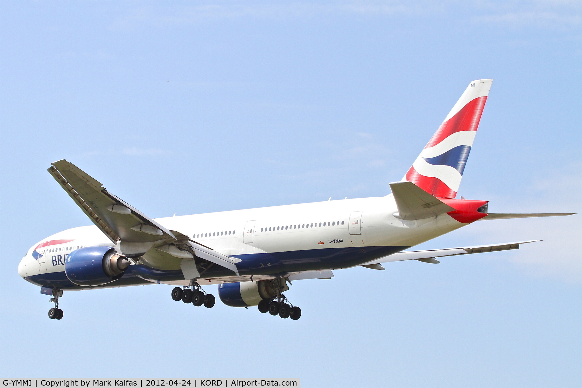 G-YMMI, 2000 Boeing 777-236 C/N 30310, British Airways Boeing 777-236, BAW295 arriving from  London Heathrow/EGLL, RWY 28 approach KORD.