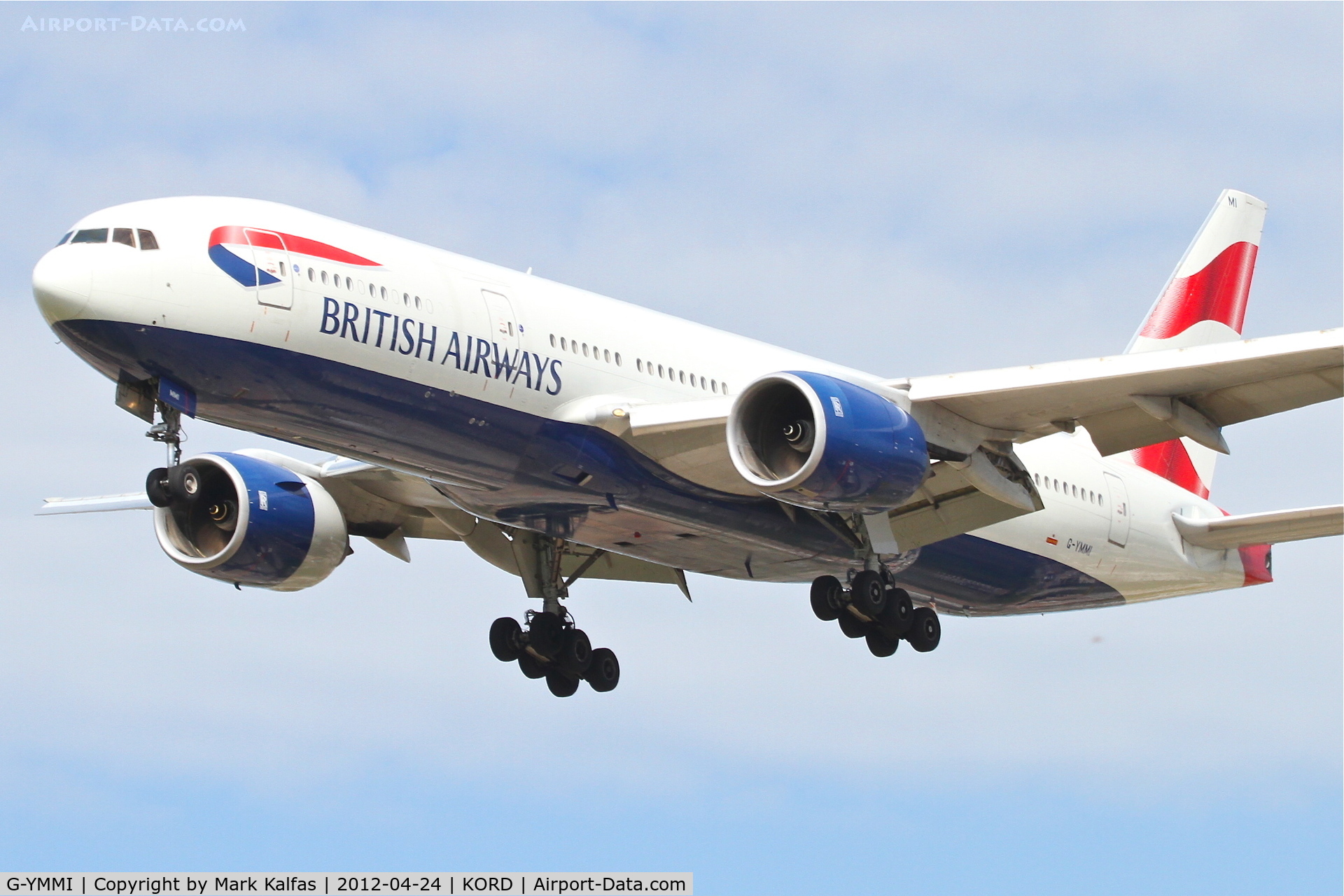 G-YMMI, 2000 Boeing 777-236 C/N 30310, British Airways Boeing 777-236, BAW295 arriving from  London Heathrow/EGLL, RWY 28 approach KORD.