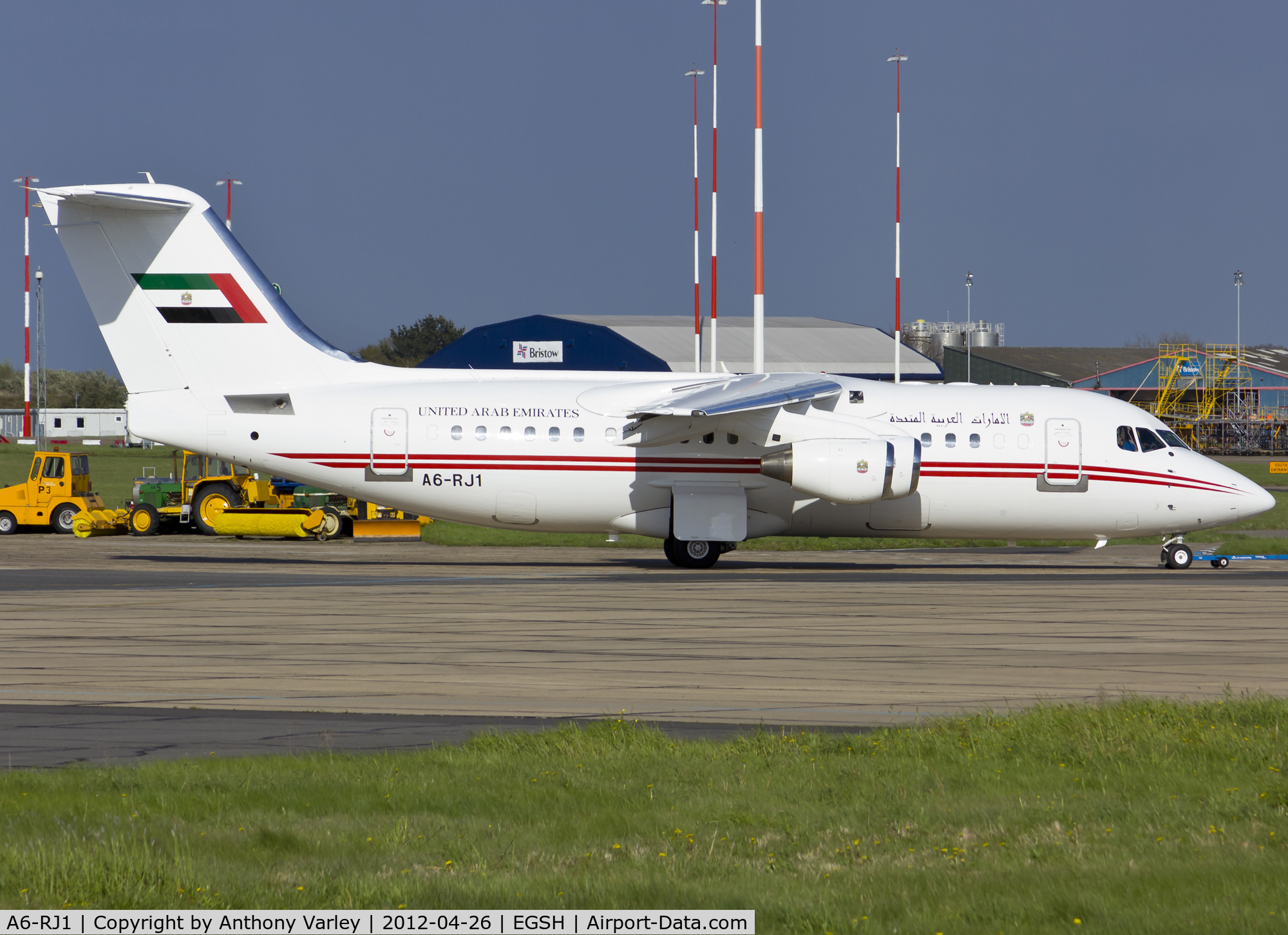 A6-RJ1, 1998 British Aerospace Avro 146-RJ85A C/N E2323, Being towed to KLM Engineering.