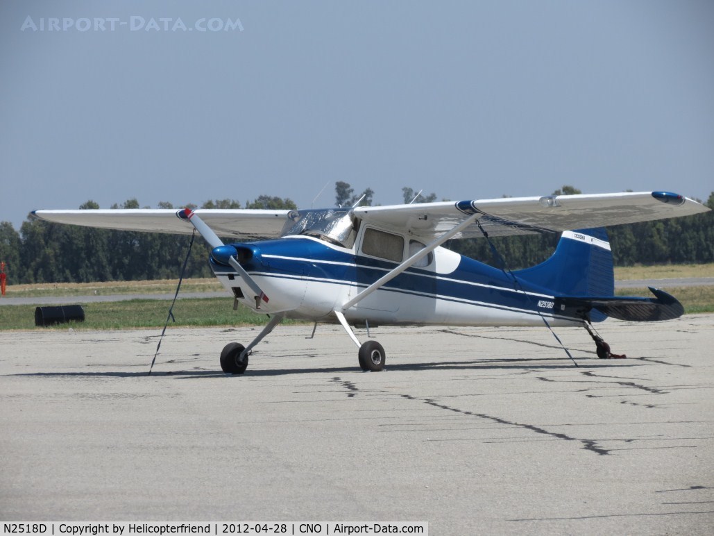 N2518D, 1952 Cessna 170B C/N 20670, Tied down and parked south of the tower