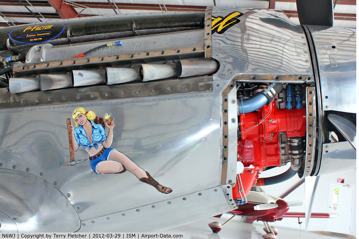 N6WJ, North American P-51 XR C/N 44-88, Artwork on Mustang at  Kissimmee Gateway Airport, Florida