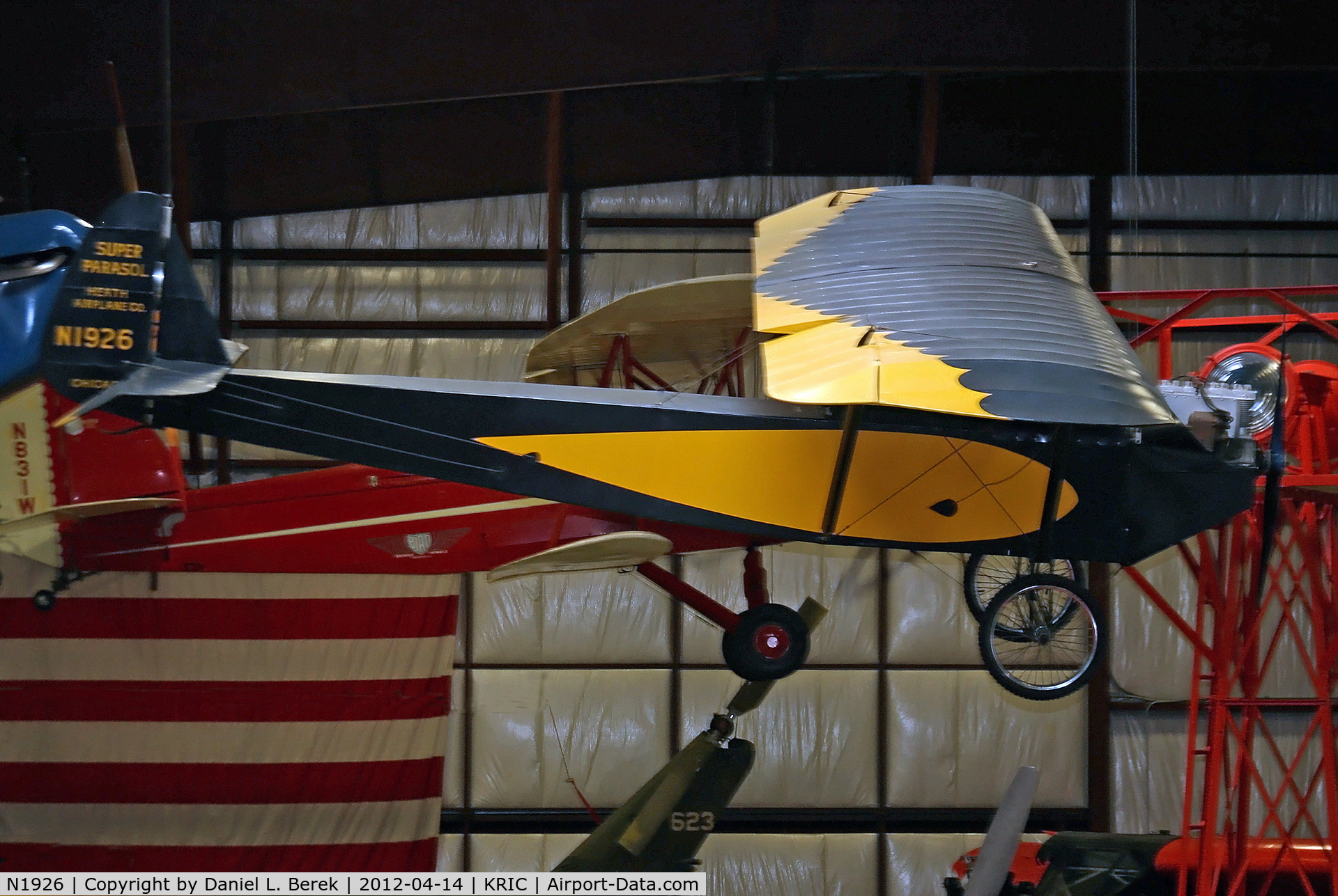 N1926, 1928 Heath LNA-40 Super Parasol C/N 31919, This wonderful aircraft is on display at the Virginia Aviation Museum.