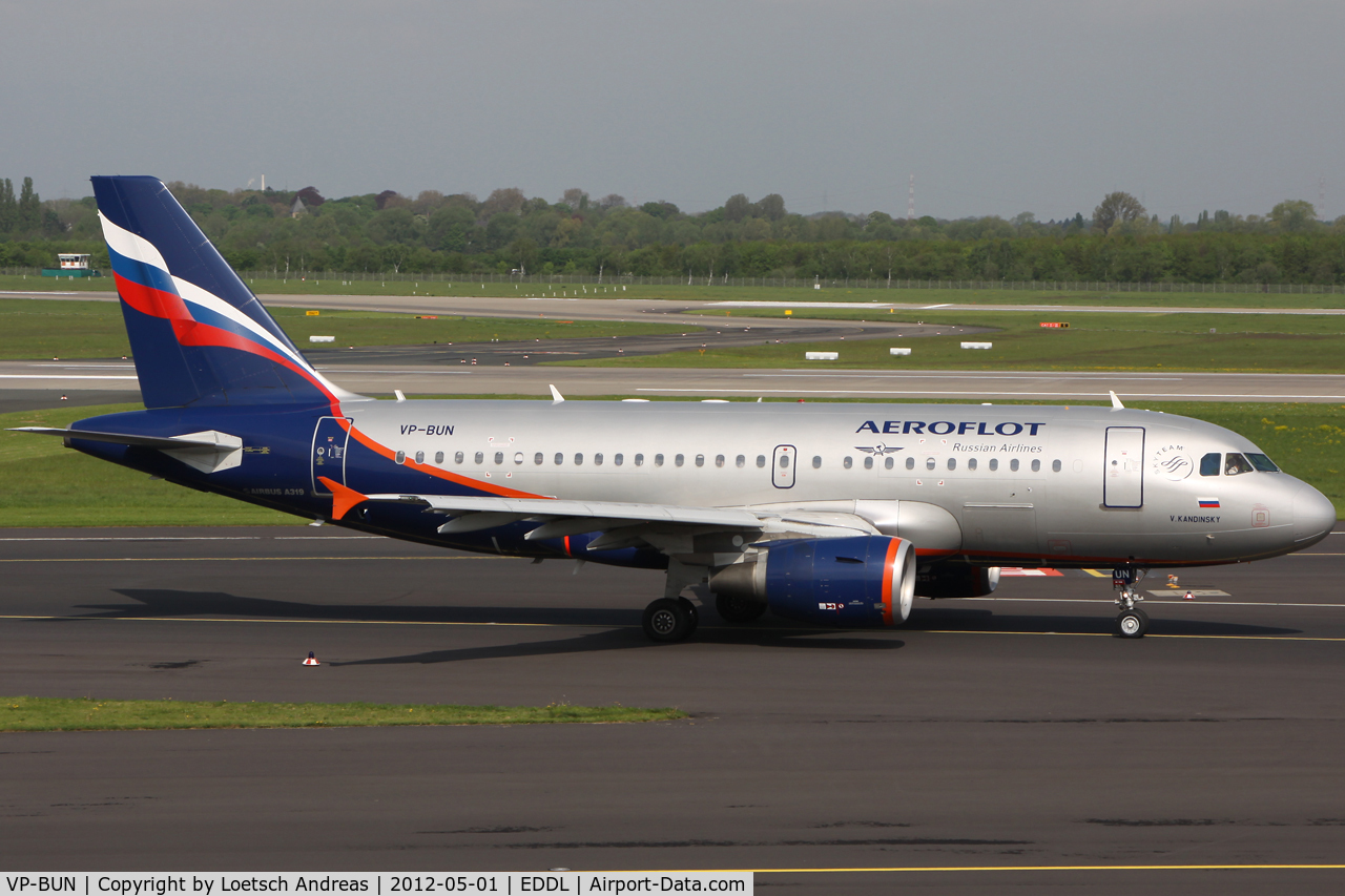 VP-BUN, 2007 Airbus A319-111 C/N 3298, AFL2331 Dusseldorf to Moscow, Sheremetyevo (SVO)