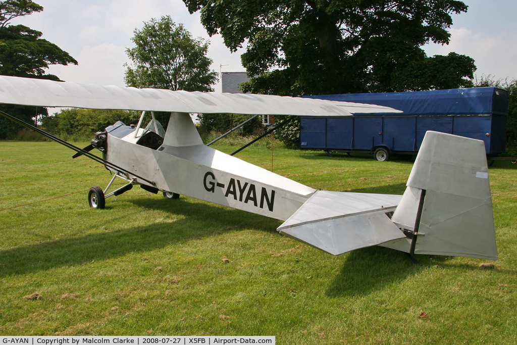 G-AYAN, 1970 Slingsby Cadet Motor Glider III C/N PFA 1385, Cadet lll Motor Glider (Slingsby T-31 conversion), Fishburn Airfield, July 2008.