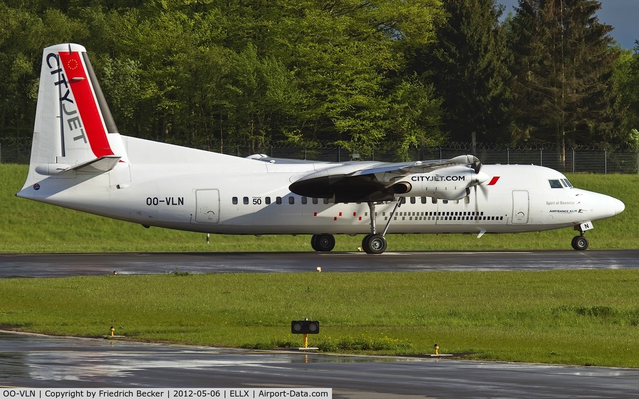 OO-VLN, 1989 Fokker 50 C/N 20145, lined up for departure
