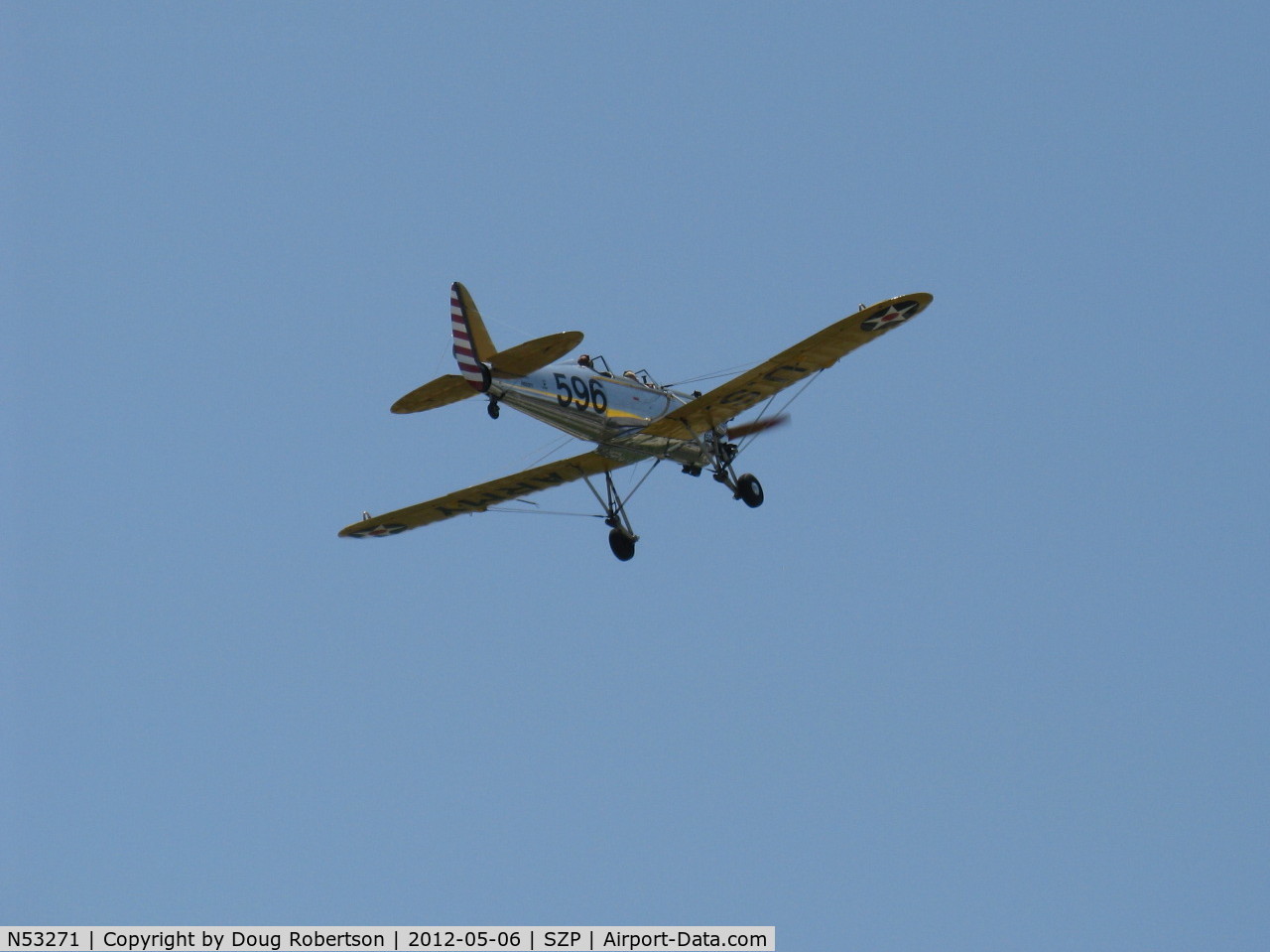 N53271, 1941 Ryan Aeronautical ST3KR C/N 1625, Ryan Aeronautical ST-3KR as PT-22, Kinner R5-540-1 160 Hp radial, takeoff Climb Rwy 22
