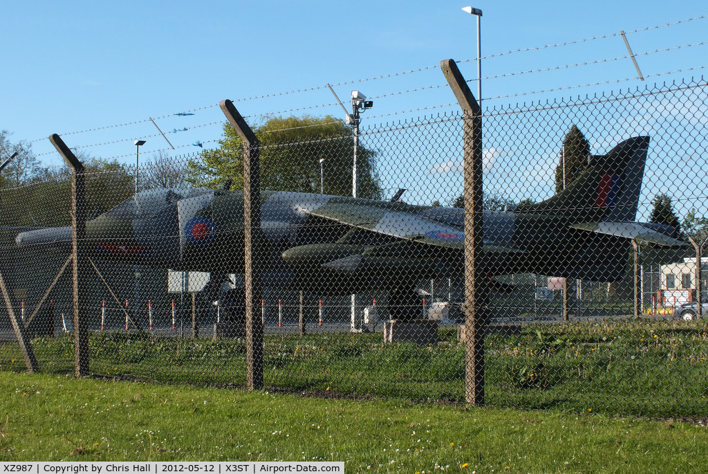 XZ987, 1981 British Aerospace Harrier GR.3 C/N 712210, Gate Guard at MOD Stafford, unfortunately the MOD police are not very friendly here so had to photograph it from a lay-by opposite the base