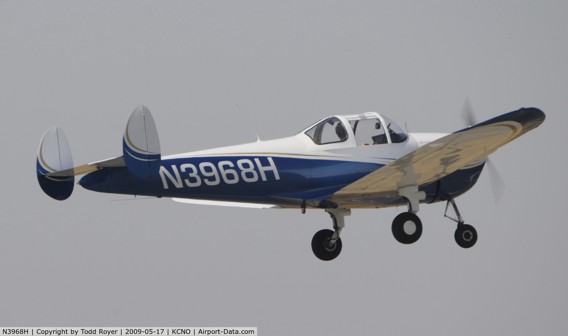 N3968H, 1947 Erco 415CD Ercoupe C/N 4669, Departing Chino