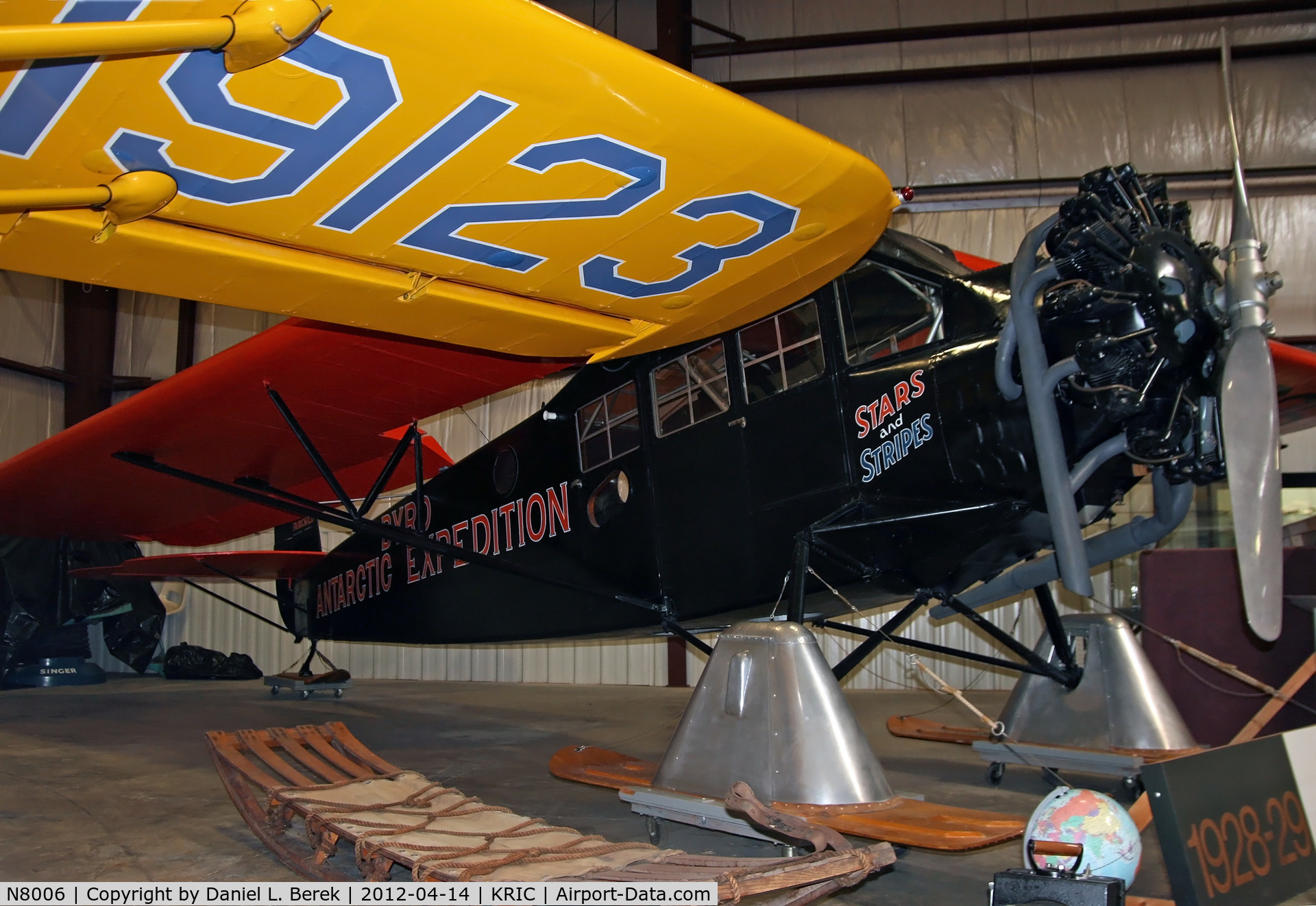 N8006, 1928 Fairchild FC-2-W2 C/N 140, Richard Byrd's famous aircraft, fully restored, is on display here, on loan from the NASM.