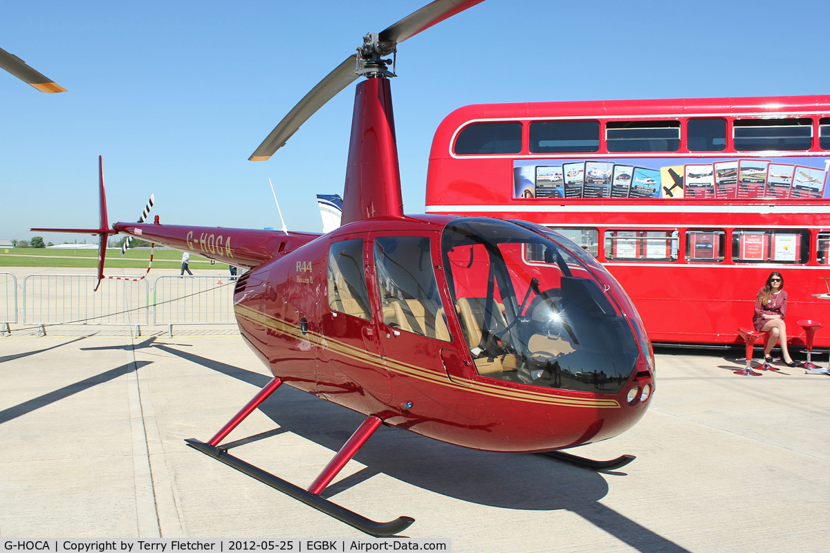 G-HOCA, 2008 Robinson R44 Raven II C/N 12388, Exhibited in the static display at 2012 AeroExpo at Sywell