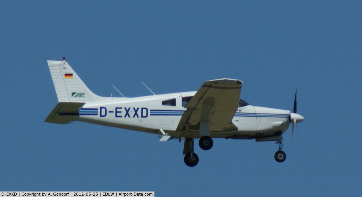 D-EXXD, Piper PA-28R-201 Cherokee Arrow III C/N 2837054, RWL-German Flight Academy (untitled), seen here doing some touch and go´s for training at Dortmund-Wickede (EDLW)